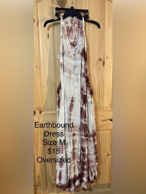 EARTHBOUND White and Maroon Tie-Dye Sleeveless Maxi Dress